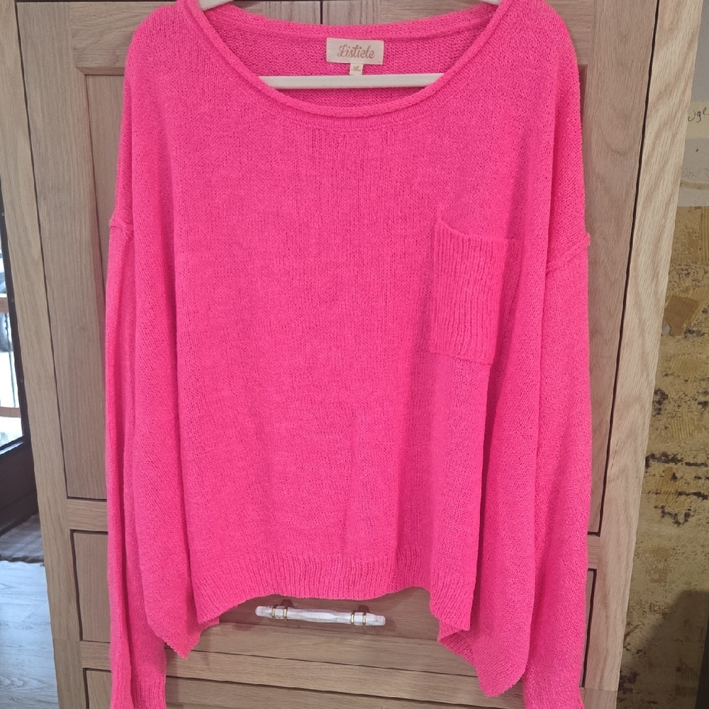Vibrant Pink Crew Neck Sweater